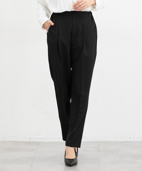 Honeys（ハニーズ）の「【ストレッチ・ウォッシャブル・イージーケア】美ージーテーパードパンツ（スラックス・レディース・ネイビー/イエロー/グレイッシュブルー/ライトグレー/ピンク/ブラック/グレイッシュベージュ/アイボリー・SS/S/M/LL/L/3L）」の3枚目の写真