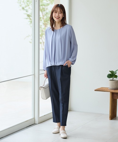 Honeys（ハニーズ）の「【ストレッチ・ウォッシャブル・イージーケア】美ージーテーパードパンツ（スラックス・レディース・ネイビー/イエロー/グレイッシュブルー/ライトグレー/ピンク/ブラック/グレイッシュベージュ/アイボリー・SS/S/M/LL/L/3L）」の22枚目の写真