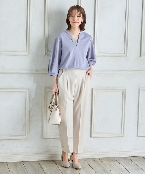 Honeys（ハニーズ）の「【ストレッチ・ウォッシャブル・イージーケア】美ージーテーパードパンツ（スラックス・レディース・ネイビー/イエロー/グレイッシュブルー/ライトグレー/ピンク/ブラック/グレイッシュベージュ/アイボリー・SS/S/M/LL/L/3L）」の14枚目の写真