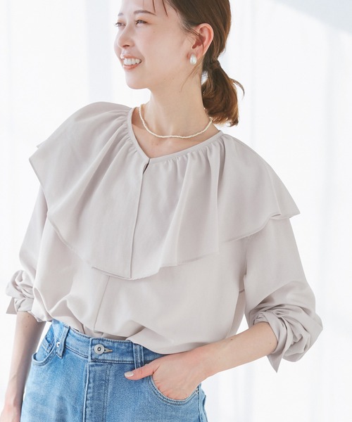 フランシュリッペ　もくもくカットソー　グレー　レース　長袖　fl5 大きいサイズ フランシュリッペ もくもくカットソー グレー レース 長袖 fl5 大きい