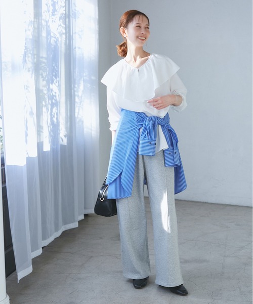 ROPE' PICNIC(ロペピクニック)の「フレアカラーブラウス/UVカット・接触冷感・吸水速乾(シャツ/ブラウス・レディース・ホワイト系その他/サックスブルー/ピンク/ホワイト・38)」の5枚目の写真