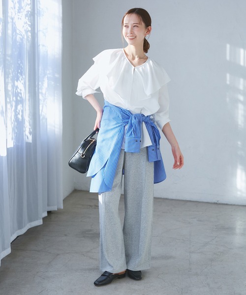 ROPE' PICNIC(ロペピクニック)の「フレアカラーブラウス/UVカット・接触冷感・吸水速乾(シャツ/ブラウス・レディース・ホワイト系その他/サックスブルー/ピンク/ホワイト・38)」の6枚目の写真