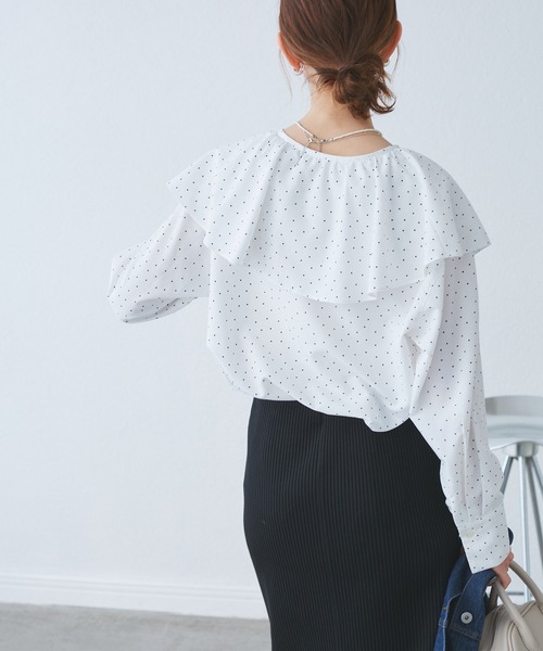 ROPE' PICNIC(ロペピクニック)の「フレアカラーブラウス/UVカット・接触冷感・吸水速乾(シャツ/ブラウス・レディース・ホワイト系その他/サックスブルー/ピンク/ホワイト・38)」の11枚目の写真