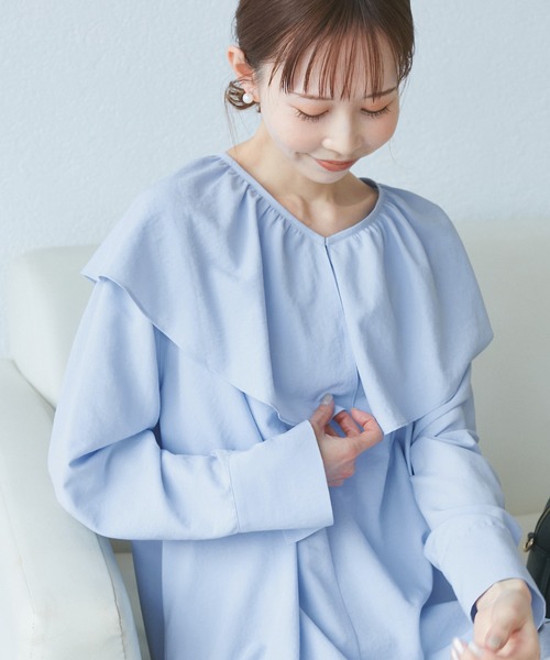 ROPE' PICNIC(ロペピクニック)の「フレアカラーブラウス/UVカット・接触冷感・吸水速乾(シャツ/ブラウス・レディース・ホワイト系その他/サックスブルー/ピンク/ホワイト・38)」の16枚目の写真