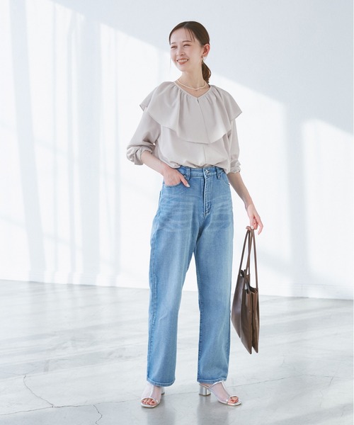 ROPE' PICNIC(ロペピクニック)の「フレアカラーブラウス/UVカット・接触冷感・吸水速乾(シャツ/ブラウス・レディース・ホワイト系その他/サックスブルー/ピンク/ホワイト・38)」の17枚目の写真