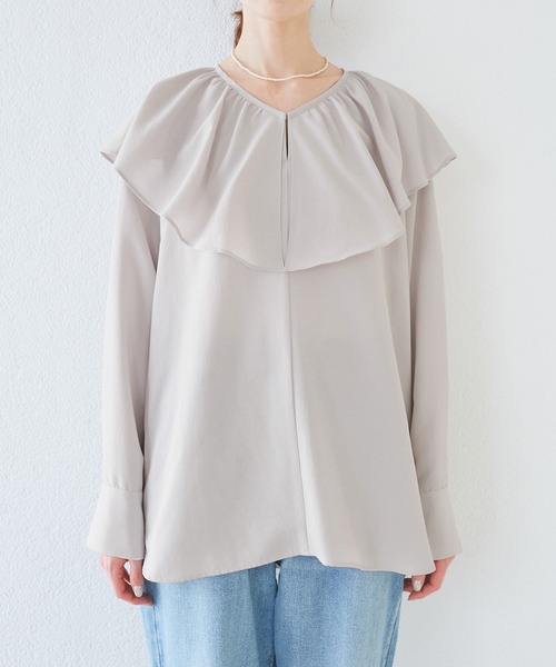 ROPE' PICNIC(ロペピクニック)の「フレアカラーブラウス/UVカット・接触冷感・吸水速乾(シャツ/ブラウス・レディース・ホワイト系その他/サックスブルー/ピンク/ホワイト・38)」の20枚目の写真