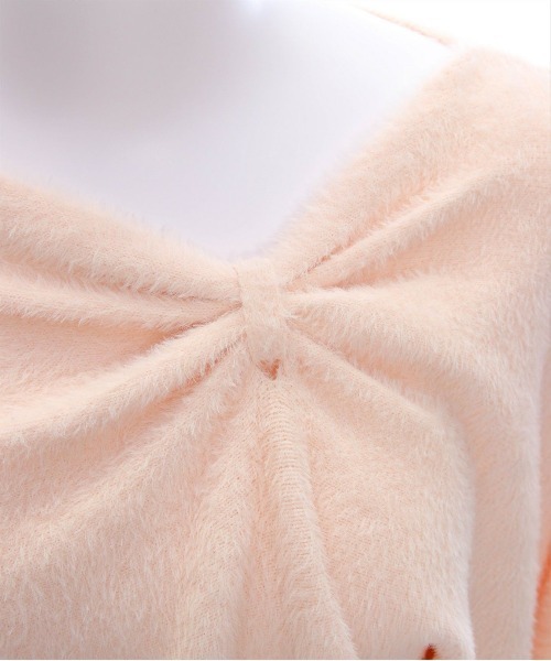 clear（クリア）の「リボンデザイン2wayニット＋ニットキャミソールセット[着回し力抜群 ガーリー]≪再入荷≫（ニット/セーター・レディース・ピンク/ライトグレー/アイボリー/サックスブルー・F）」の15枚目の写真