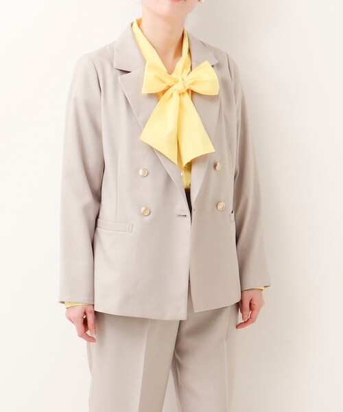 MICO COULIER（ミコクリエ）の「《セットアップ対応》ライトモククロス ジャケット（テーラードジャケット・レディース・ネイビー/グレイッシュベージュ・38）」の2枚目の写真