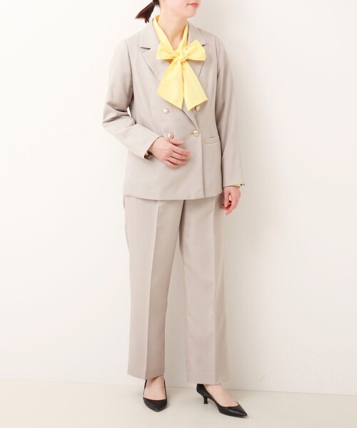 MICO COULIER（ミコクリエ）の「《セットアップ対応》ライトモククロス ジャケット（テーラードジャケット・レディース・ネイビー/グレイッシュベージュ・38）」の4枚目の写真