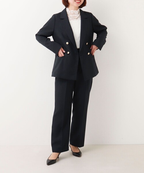 MICO COULIER（ミコクリエ）の「《セットアップ対応》ライトモククロス ジャケット（テーラードジャケット・レディース・ネイビー/グレイッシュベージュ・38）」の8枚目の写真