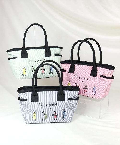 セール】ストライプ柄刺繍バッグ（ゴルフグッズ）｜Picone CLUB