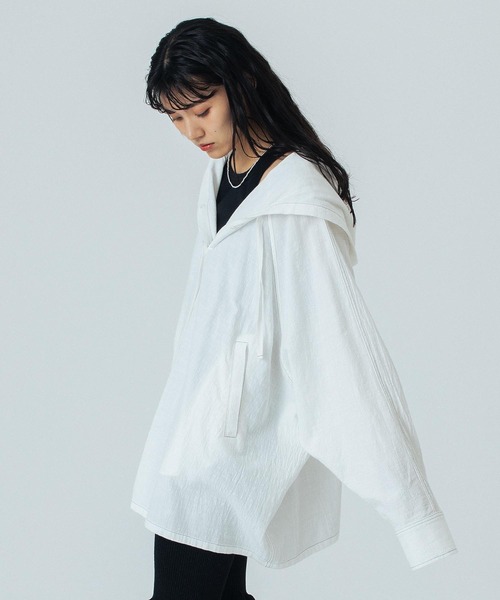 ROSE BUD(ローズバッド)の「(CREOLME)HOODED BIG SHIRT(シャツ/ブラウス・レディース・ホワイト/ピンク/ブラック・ONE SIZE)」の7枚目の写真