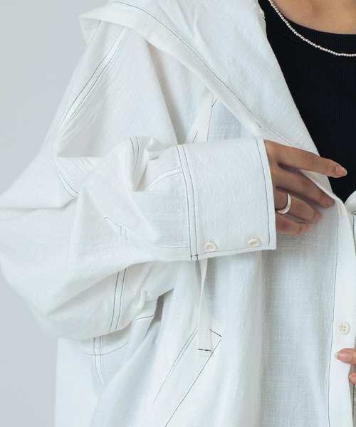 ROSE BUD(ローズバッド)の「(CREOLME)HOODED BIG SHIRT(シャツ/ブラウス・レディース・ホワイト/ピンク/ブラック・ONE SIZE)」の9枚目の写真