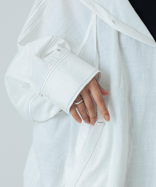 ROSE BUD(ローズバッド)の「(CREOLME)HOODED BIG SHIRT(シャツ/ブラウス・レディース・ホワイト/ピンク/ブラック・ONE SIZE)」の10枚目の写真