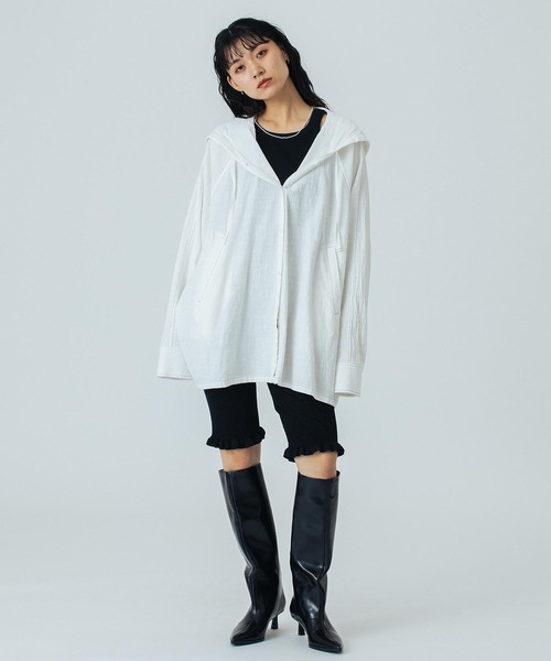 ROSE BUD(ローズバッド)の「(CREOLME)HOODED BIG SHIRT(シャツ/ブラウス・レディース・ホワイト/ピンク/ブラック・ONE SIZE)」の11枚目の写真