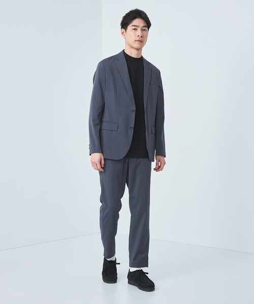 グリーンレーベル　洗える　ストレッチ　防シワ　ジャケット　パステルブルー　総裏 セール】ウォッシャブルトロ ナロー ジャケット -ストレッチ・防