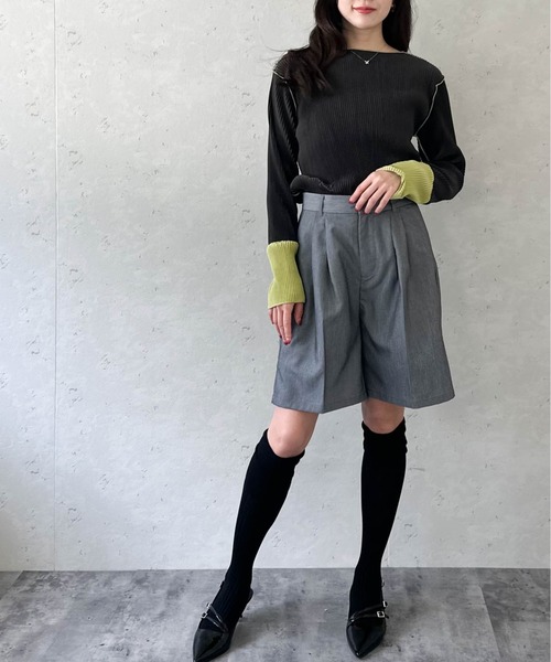 Per sist ence(パーシエンス)の「プリーツ配色プルオーバー(Tシャツ/カットソー・レディース・ブラック/グレー/ブルー/アイボリー・FREE)」の18枚目の写真