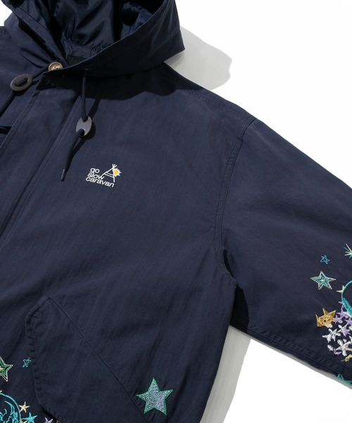 コットン/ナイロンパネル刺繍モッズコート（モッズコート）｜go