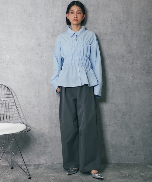 ANOTHER S（アナザーエス）の「カーブシルエットタックパンツ（チノパンツ・レディース・チャコールグレー/ブラック/ベージュ・FREE）」の7枚目の写真