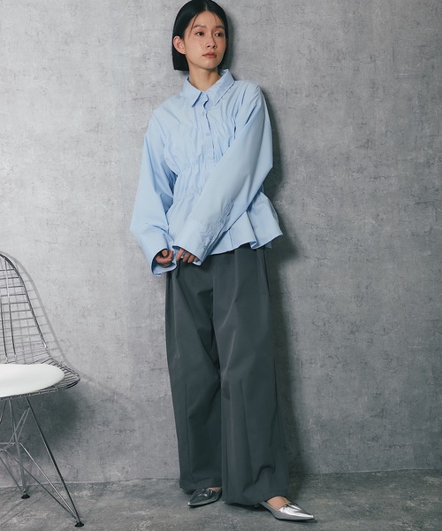 ANOTHER S（アナザーエス）の「カーブシルエットタックパンツ（チノパンツ・レディース・チャコールグレー/ブラック/ベージュ・FREE）」の8枚目の写真