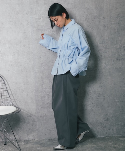 ANOTHER S（アナザーエス）の「カーブシルエットタックパンツ（チノパンツ・レディース・チャコールグレー/ブラック/ベージュ・FREE）」の10枚目の写真