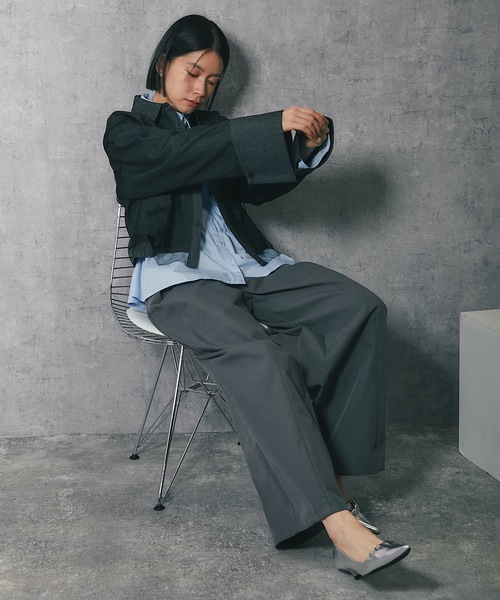 ANOTHER S（アナザーエス）の「カーブシルエットタックパンツ（チノパンツ・レディース・チャコールグレー/ブラック/ベージュ・FREE）」の11枚目の写真