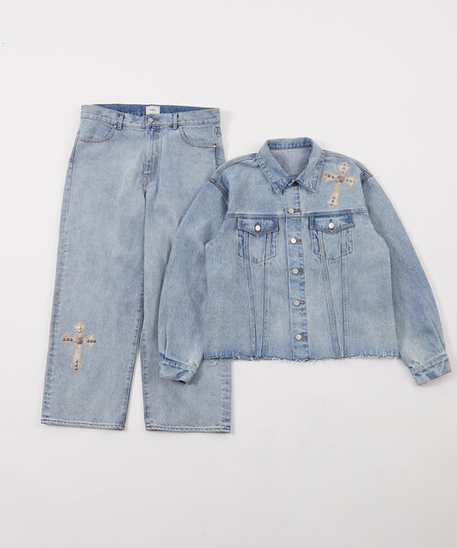 WHO'S WHO gallery（フーズフーギャラリー）の「【セットアップ対応】クロスパーツデニム（MEN）（デニムパンツ・メンズ・ブラック/サックスブルー・FREE）」の17枚目の写真