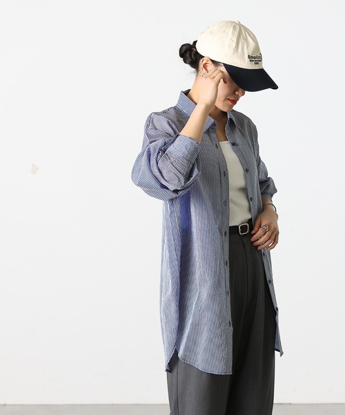 COLONY 2139(コロニートゥーワンスリーナイン)の「シアーストライプ長袖シャツ(シャツ/ブラウス・レディース・グリーン/ネイビー/イエロー/オフホワイト/グレー・FREE)」の13枚目の写真