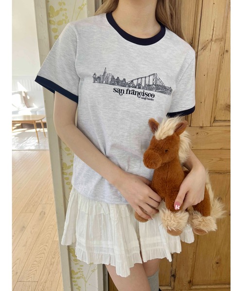 WC(ダブル シー)の「プリントリンガーTシャツ(Tシャツ/カットソー・レディース・グレー/ブラック・FREE)」の6枚目の写真