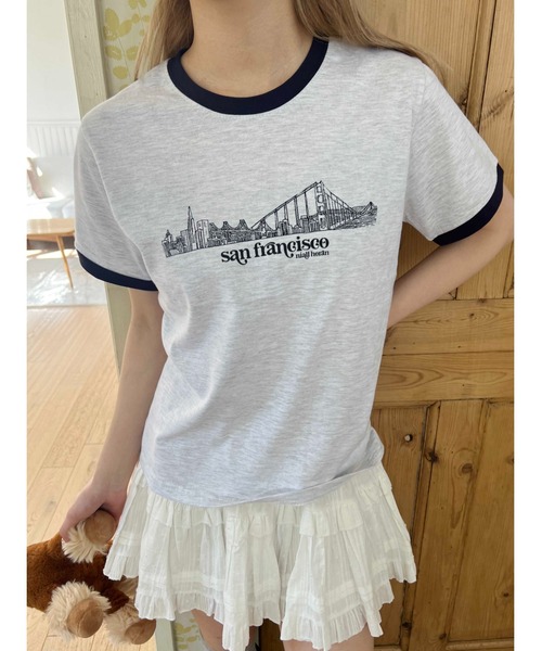 WC(ダブル シー)の「プリントリンガーTシャツ(Tシャツ/カットソー・レディース・グレー/ブラック・FREE)」の7枚目の写真