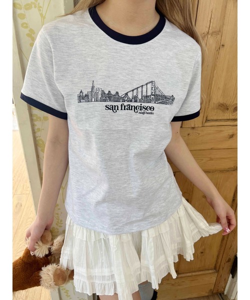 WC(ダブル シー)の「プリントリンガーTシャツ(Tシャツ/カットソー・レディース・グレー/ブラック・FREE)」の8枚目の写真