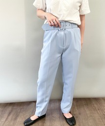 ベルト付き ハイウエストタックパンツ