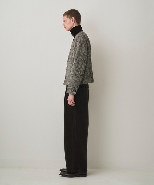 セール】FANCY TWEED NO-COLLAR JACKET（テーラードジャケット）｜Juha