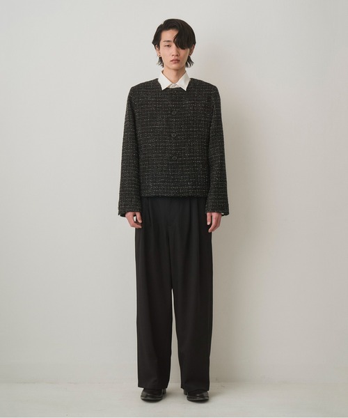 セール】FANCY TWEED NO-COLLAR JACKET（テーラードジャケット）｜Juha