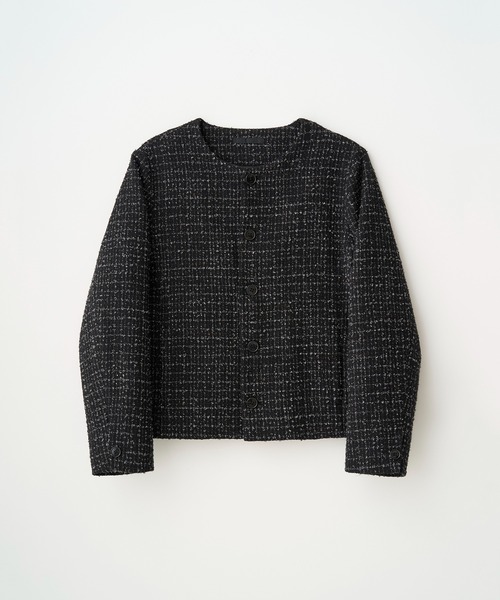 Juha（ユハ）の「FANCY TWEED NO-COLLAR JACKET（テーラードジャケット・メンズ・グレー/ブラック・3/4）」の3枚目の写真