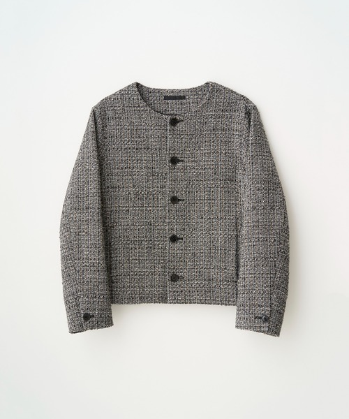 セール】FANCY TWEED NO-COLLAR JACKET（テーラードジャケット）｜Juha