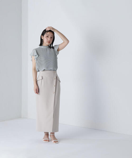 NATURAL BEAUTY BASIC(ナチュラルビューティーベーシック)の「◇フラップポケットラップナロースカート(スカート・レディース・グレイッシュベージュ/カーキ・MEDIUM/P/S)」の8枚目の写真