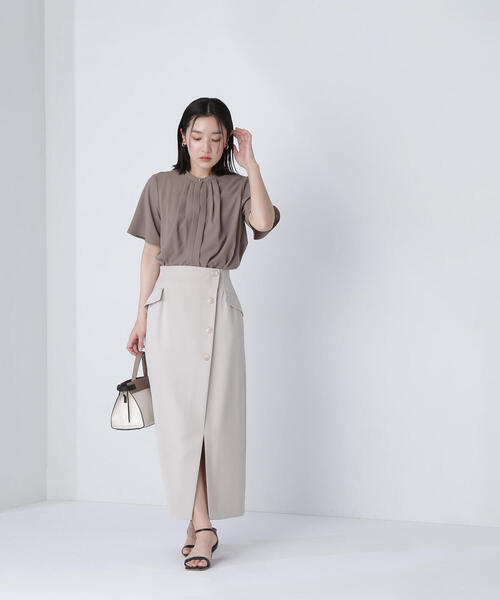 NATURAL BEAUTY BASIC(ナチュラルビューティーベーシック)の「◇フラップポケットラップナロースカート(スカート・レディース・グレイッシュベージュ/カーキ・MEDIUM/P/S)」の11枚目の写真