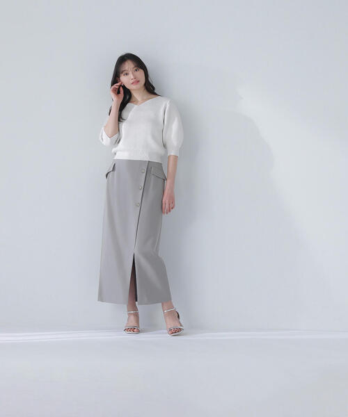 NATURAL BEAUTY BASIC(ナチュラルビューティーベーシック)の「◇フラップポケットラップナロースカート(スカート・レディース・グレイッシュベージュ/カーキ・MEDIUM/P/S)」の14枚目の写真