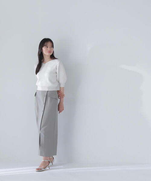 NATURAL BEAUTY BASIC(ナチュラルビューティーベーシック)の「◇フラップポケットラップナロースカート(スカート・レディース・グレイッシュベージュ/カーキ・MEDIUM/P/S)」の17枚目の写真