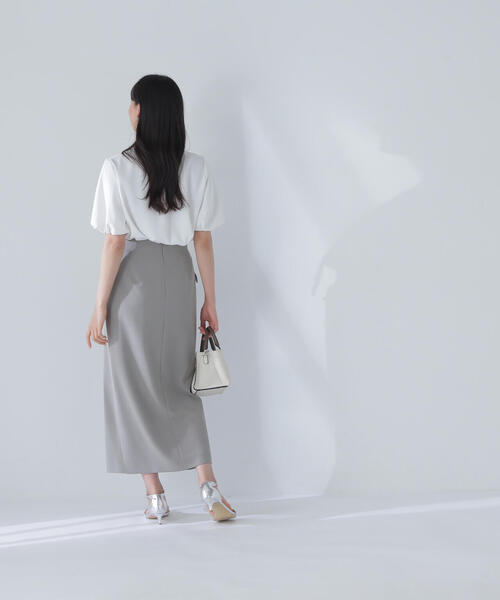 NATURAL BEAUTY BASIC(ナチュラルビューティーベーシック)の「◇フラップポケットラップナロースカート(スカート・レディース・グレイッシュベージュ/カーキ・MEDIUM/P/S)」の20枚目の写真