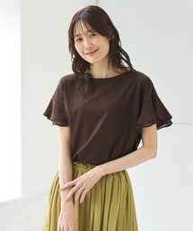 【ハニさら・接触冷感・吸水速乾・ＵＶカット】フリル袖Ｔシャツ