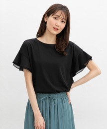 Honeys | 【ハニさら・接触冷感・吸水速乾・ＵＶカット】フリル袖Ｔシャツ(Tシャツ/カットソー)