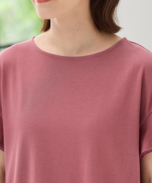 Honeys（ハニーズ）の「【ハニさら・接触冷感・吸水速乾・ＵＶカット】フリル袖Ｔシャツ（Tシャツ/カットソー・レディース・ネイビー/グリーン/ピンク/オフホワイト/ライトイエロー/ブラック/ライトブルー/ライトベージュ/ブラウン・3L/L/LL/M/S）」の11枚目の写真