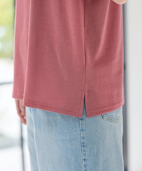 Honeys（ハニーズ）の「【ハニさら・接触冷感・吸水速乾・ＵＶカット】フリル袖Ｔシャツ（Tシャツ/カットソー・レディース・ネイビー/グリーン/ピンク/オフホワイト/ライトイエロー/ブラック/ライトブルー/ライトベージュ/ブラウン・3L/L/LL/M/S）」の13枚目の写真