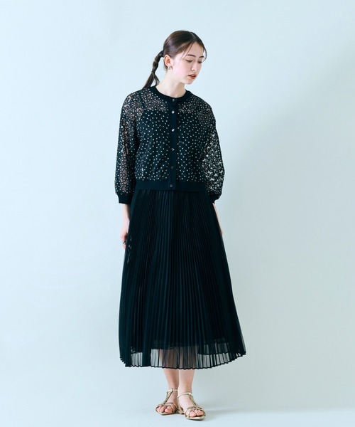 Audie a Muses(オーディアミューズ)の「マットオーガンジープリーツスカート(スカート・レディース・ベージュ/ブラック・38/42)」の4枚目の写真