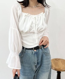 フロントギャザーシフォンブラウス
