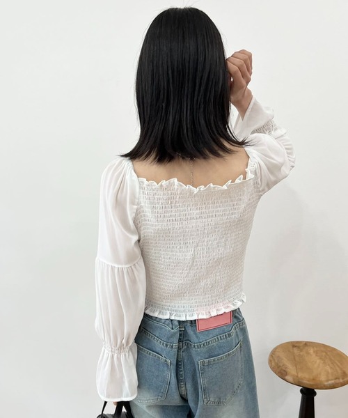 mebole(メボレ)の「フロントギャザーシフォンブラウス(シャツ/ブラウス・レディース・ピンク/ホワイト・FREE)」の21枚目の写真