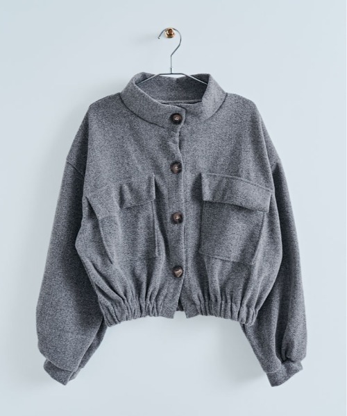 kirakiraShop(キラキラショップ)の「スタンドカラー ショート丈 ブルゾン(ノーカラーコート・レディース・グレー/クリーム/ブラック・FREE)」の22枚目の写真