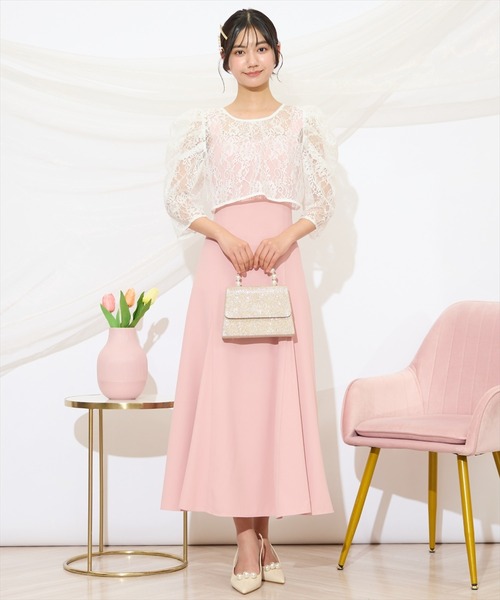 WILLSELECTION(ウィルセレクション)の「バックレースアップワンピース(ドレス・レディース・ブラック/サックスブルー/アイボリー/ピンク/ミント・FREE)」の5枚目の写真